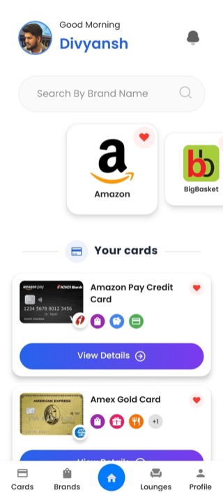 Card Perks home screen